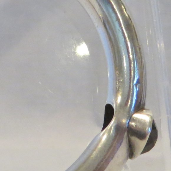 Antique Sterling Bangle Bracelet w/Amethyst Glass - Picture 4 of 5